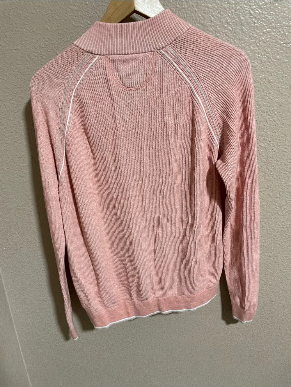 Raffi pink peach Quarter-Zip Knit Sweater English Rib
